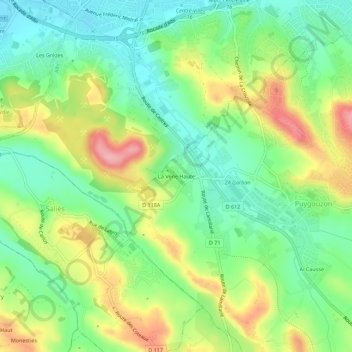 Topografische Karte La Vène, Höhe, Relief