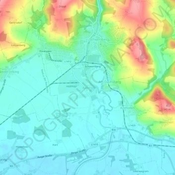 Topografische Karte Aisting, Höhe, Relief