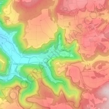 Topografische Karte Gutenberg, Höhe, Relief