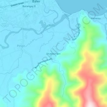 Topografische Karte Dicaloyungan, Höhe, Relief