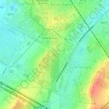 Topografische Karte Murigny, Höhe, Relief