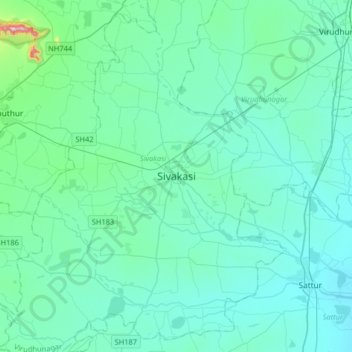 Topografische Karte Sivakasi, Höhe, Relief