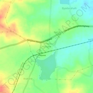 Topografische Karte Hirisave, Höhe, Relief