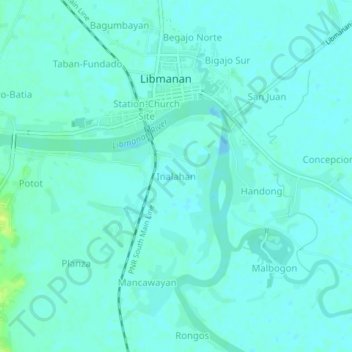 Topografische Karte Inalahan, Höhe, Relief