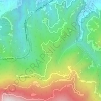 Topografische Karte Alto Las Pailas, Höhe, Relief