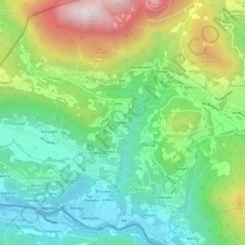 Topografische Karte Beredino, Höhe, Relief