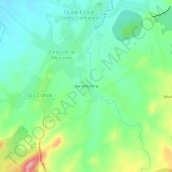 Topografische Karte Sierra Maestra, Höhe, Relief