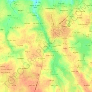 Topografische Karte Scaven, Höhe, Relief