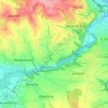 Topografische Karte Sollasöd, Höhe, Relief