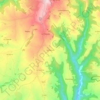 Topografische Karte Le Théron, Höhe, Relief
