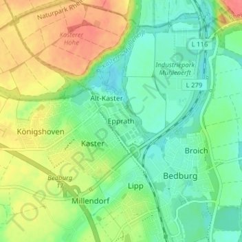 Topografische Karte Epprath, Höhe, Relief