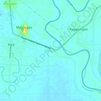 Topografische Karte Inug-ug, Höhe, Relief