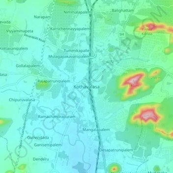 Topografische Karte Kothavalasa, Höhe, Relief