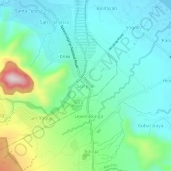 Topografische Karte San Jose, Höhe, Relief