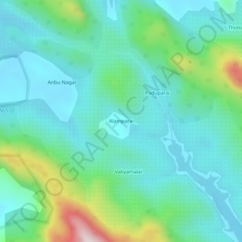 Topografische Karte Alamparai, Höhe, Relief
