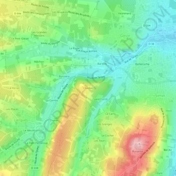 Topografische Karte Chaillier, Höhe, Relief