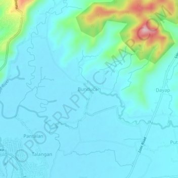 Topografische Karte Bunducan, Höhe, Relief