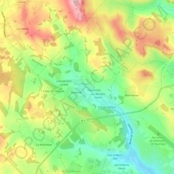 Topografische Karte Le Claux, Höhe, Relief