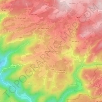 Topografische Karte Viaux les Champs, Höhe, Relief