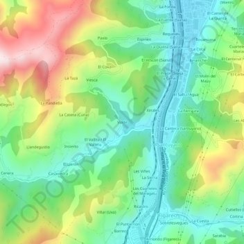 Topografische Karte Viade, Höhe, Relief