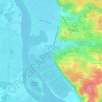 Topografische Karte Escute, Höhe, Relief