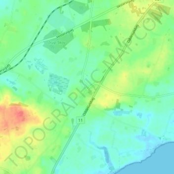 Topografische Karte Villerslev, Höhe, Relief