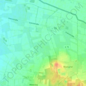 Topografische Karte Weesbydamm, Höhe, Relief