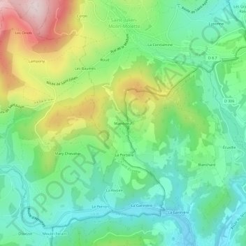 Topografische Karte Mainbœuf, Höhe, Relief