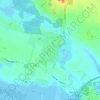 Topografische Karte Putlos, Höhe, Relief