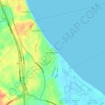Topografische Karte Sagamore Beach, Höhe, Relief