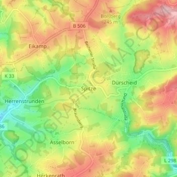 Topografische Karte Spitze, Höhe, Relief
