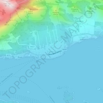 Topografische Karte Orebić, Höhe, Relief