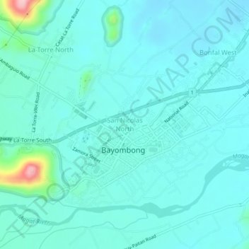 Topografische Karte San Nicolas North, Höhe, Relief