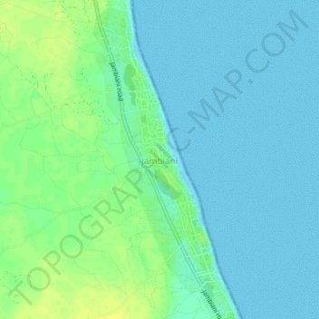 Topografische Karte Jambiani, Höhe, Relief