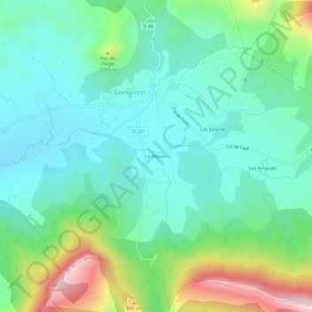 Topografische Karte Le Moulin, Höhe, Relief