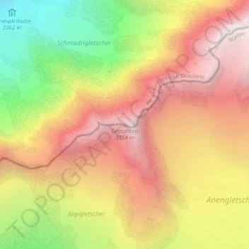 Topografische Karte Grosshorn, Höhe, Relief