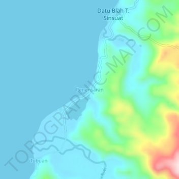 Topografische Karte Penensaran, Höhe, Relief