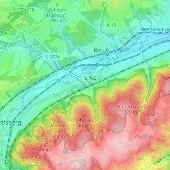 Topografische Karte Am Hagebölling, Höhe, Relief