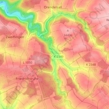 Topografische Karte Tiefensall, Höhe, Relief