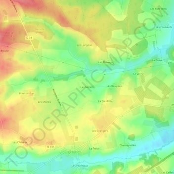 Topografische Karte Les Morets, Höhe, Relief
