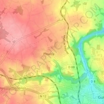 Topografische Karte Croazic, Höhe, Relief