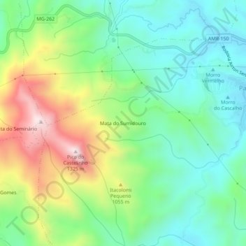 Topografische Karte Mata do Sumidouro, Höhe, Relief