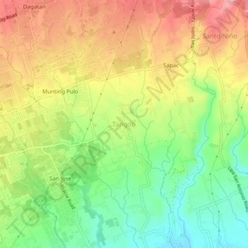 Topografische Karte Tangob, Höhe, Relief