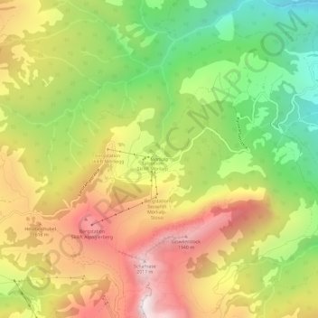 Topografische Karte Mörlialp, Höhe, Relief