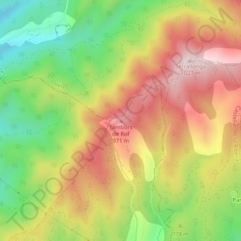 Topografische Karte Tambors de Rof, Höhe, Relief