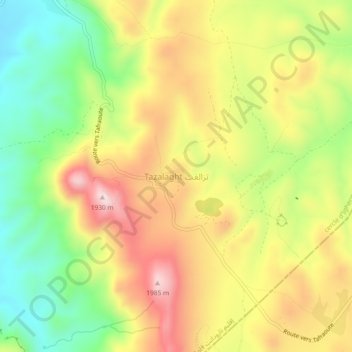Topografische Karte Tazalaght, Höhe, Relief