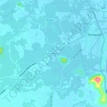 Topografische Karte San Miguel, Höhe, Relief