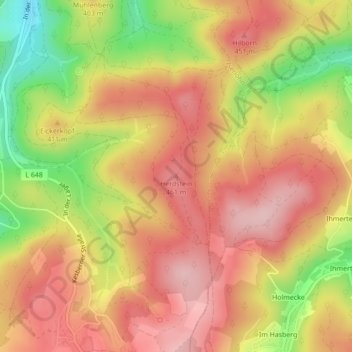 Topografische Karte Herdstein, Höhe, Relief