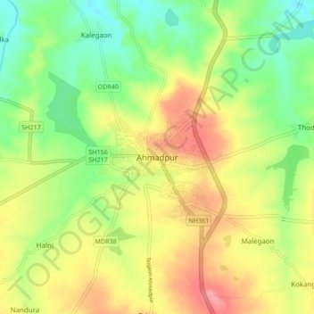 Topografische Karte Ahmadpur, Höhe, Relief