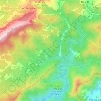Topografische Karte Costa Blanca, Höhe, Relief